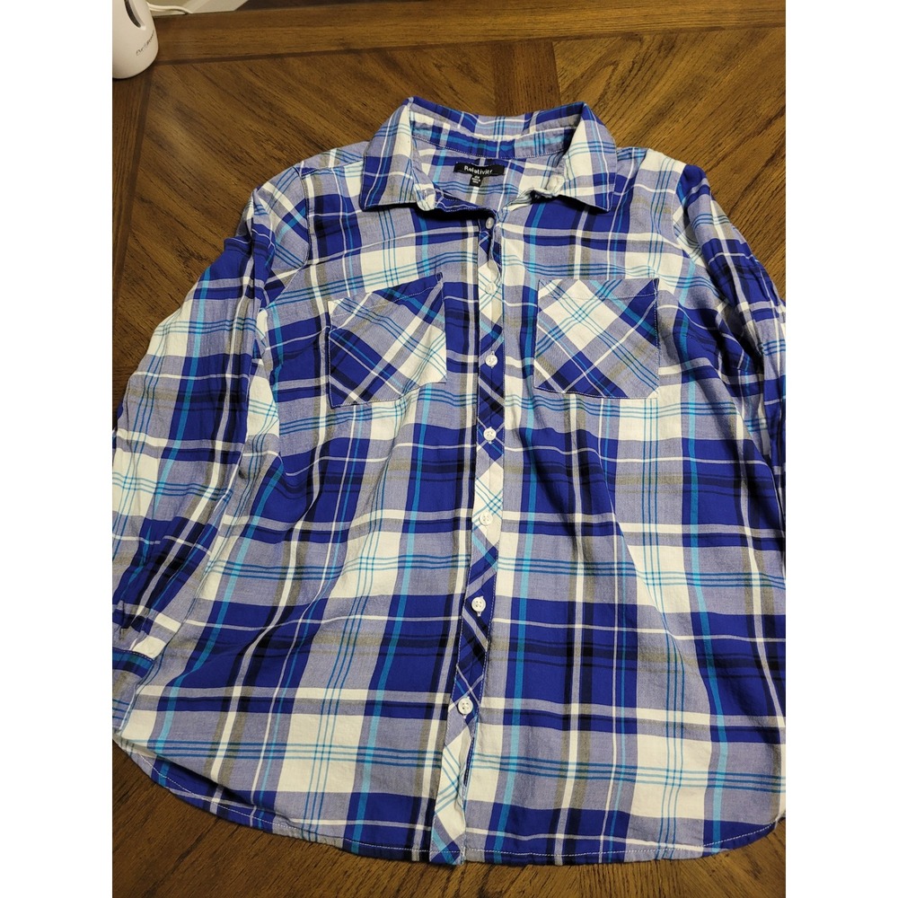 Relativity Men's Blue Plaid Long Sleeve Button‎ Down Shirt 2X